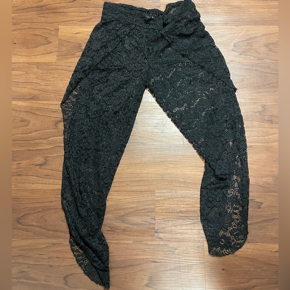 Black Lace Swim Coverup Pants - Picture 1 of 4